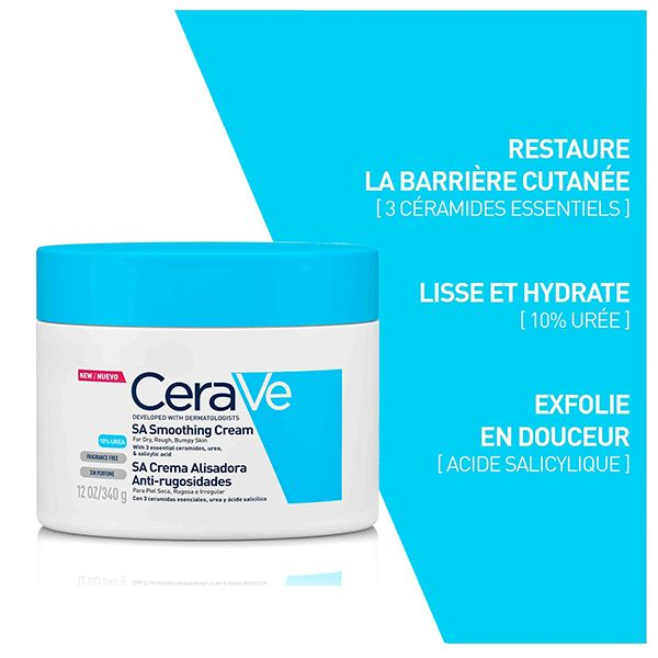 CeraVe - SA Crème Anti-Rugosités Peaux sèches et rugeuses 340g